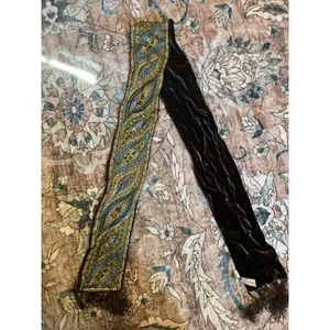 Vintage Talbot's Silk Scarf - Fringed, Green Brown Paisley, 61 inches long thumbnail 6