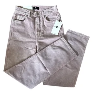 7 For All‎ Mankind Womens Size 24 Pink Stonewash Cropped Straight Leg Jeans NWT thumbnail 1