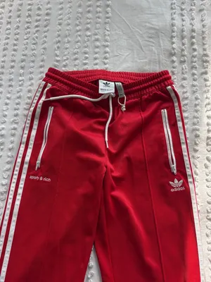 Sporty & Rich Adidas Red Track Pants with White Stripes thumbnail 2