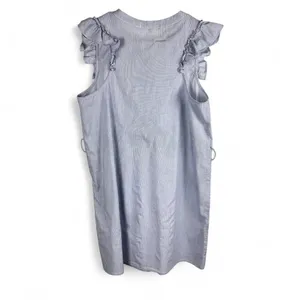 Gibson Ruffle-Sleeve Dress Size Large Blue Stretch Cotton thumbnail 3