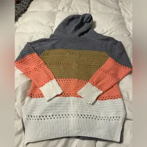 Striped Knit Zip-Up Hoodie - NWOT - Size M thumbnail 5