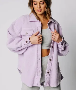 Free People Lavender Teddy Shacket thumbnail 1