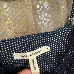Avec Les Filles Navy Blue‎ Black Polka Dot Lace Camisole Top Medium thumbnail 4