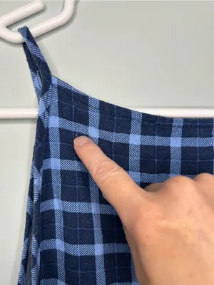 Velvet Moon blue and black gingham peplum halter top high square neck medium thumbnail 7