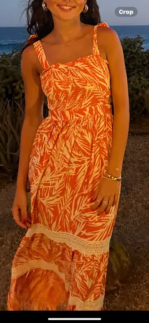 Maxi Orange and White Dress Size XS thumbnail 1
