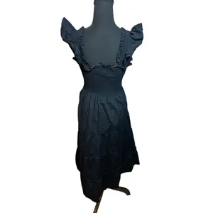 Hill House Home The Ellie Nap Dress Black Smocked Ruffle Tiered Midi Small thumbnail 4