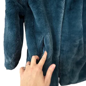 Christian Siriano Faux Fur Coat Teal Blue Womens Sz S Mob‎ Wife Whimsigoth Fairy thumbnail 5