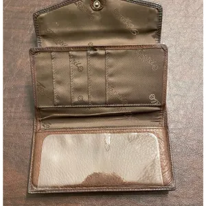Fossil Genuine Leather Brown Checkbook Wallet Snap Flap Organizer Long Wallet thumbnail 5