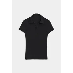 $124 New Splits59 Talia Ribbed Polo - Black - Small thumbnail 3