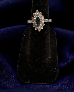 Vintage Silver Tone Blue Stone Ring. Size 5 thumbnail 2