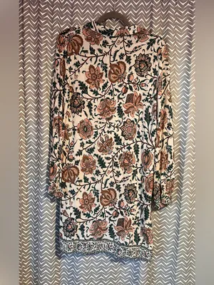 ZARA | Oversized Boho Floral Print Relaxed Tunic Dress, Size S thumbnail 5
