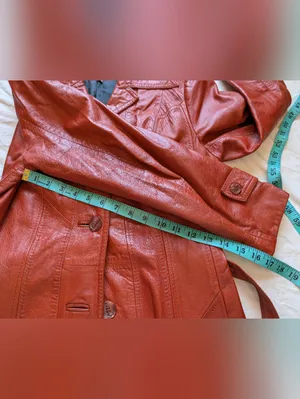 Vintage Wilsons Leather Women’s Trench Coat W12 Brunt Orange/Brown thumbnail 10