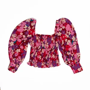Free People Ariana Cotton Blend Smocked Bodice Puff Sleeve Party Combo Blouse XS thumbnail 1