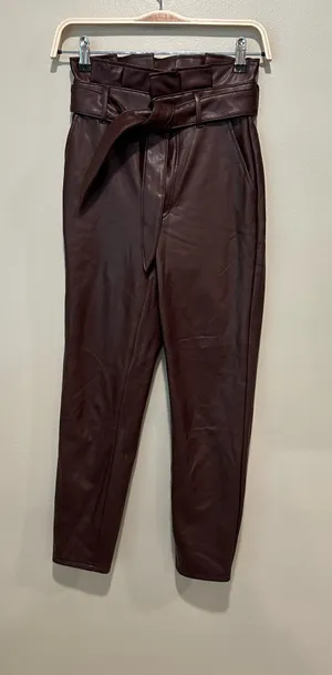 Abercrombie faux leather XXS brown pants thumbnail 1