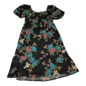 Lauren Conrad Plus Balloon Sleeve Smocked Midi Dress Sz XL Black Butterfly thumbnail 8