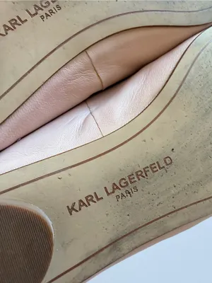 Karl Lagerfeld Leroux leather ballet flats, blush pink black trim, sz 7 thumbnail 11