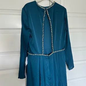 Ieena for Mac Duggal Sapphire Long Sleeve Jewel Trimmed Charmeuse Gown- NWT‎ thumbnail 11