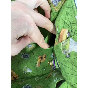 Vintage Handmade Halloween Goblin Wizard Tote Bag Green Orange Striped Spooky thumbnail 14