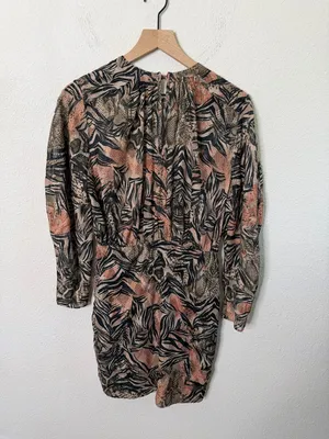 IRO Fenian Abstract Animal Print Ruched Mini Dress Snakeskin Zebra Size‎ 36 / 4 thumbnail 7
