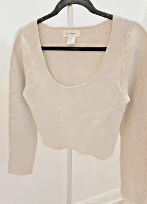 Jessica Simpson Open Knit Crop Cottagecore Coquette Boho Y2K L Womens Sweater thumbnail 1