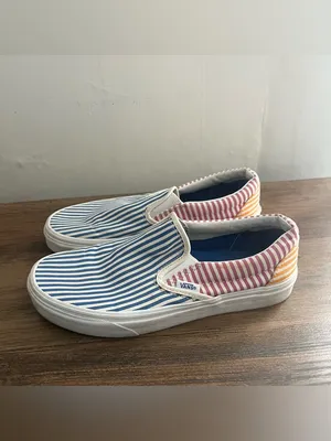 Vans Classic Slip-On Deck Club Mix Stripes Shoes Size 8 thumbnail 2
