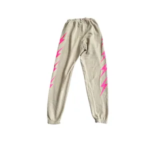 Aviator Nation Bolt 4 Sweatpants Sand & Neon Pink EUC $148 Preppy Loungwear thumbnail 2