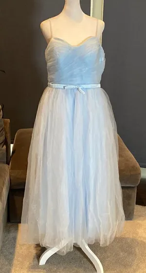 Women’s Tea Length Blue Prom Party Dress Corset Back Sweetheart Neckline Size 14 thumbnail 1
