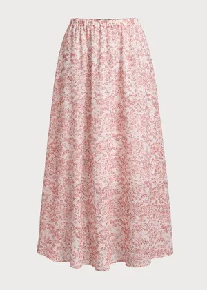 Rihoas Pink Floral Elastic Waist Flared Skirt thumbnail 5