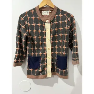 Anthropologie Field Flower Wool Blend Cardigan Sweater Women's Sz S Gray/Orange thumbnail 3