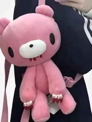 Pink Cute Creepy Bear Plush Crossbody Bag thumbnail 5