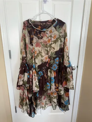 Free People Palermo Villa Chiffon Maxi Skirt in Chocolate Combo 0 thumbnail 2