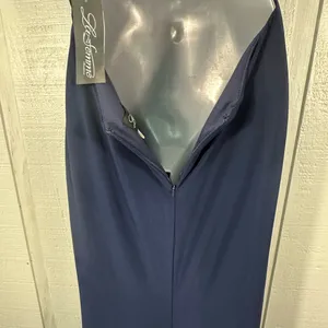 LA FEMME Navy Ruched Jersey Trumpet Gown Dress SIZE 6 NWT thumbnail 16