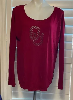 Blue 84 Women's Burgundy Long Sleeve Tee thumbnail 1