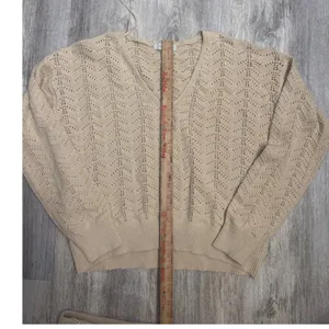 Casa Cabana Tan Beige Fisherman Chevron Knit Sweater and‎ Midi Skirt Set XL thumbnail 4