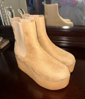 Chelsea Platform Booties Tan Size 8 thumbnail 1