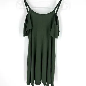 Robin‎ Piccone Cold Shoulder Mini Dress with Pockets Green Size Small thumbnail 3