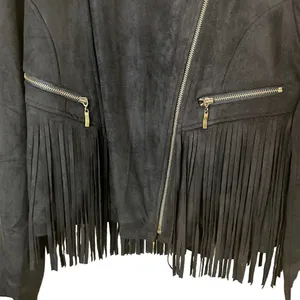 Love Riche Black Faux Suede Fringe Jacket Western Boho thumbnail 4