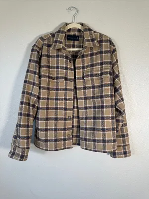 Abercrombie & Fitch Brown Plaid Shirt Jacket Womens S Fall Grunge Shacket thumbnail 9
