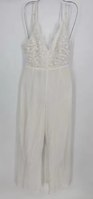 Windsor Grand Allure Cutout Boho Jumpsuit Bachelorette Bridal White‎ — M Bin12 thumbnail 1