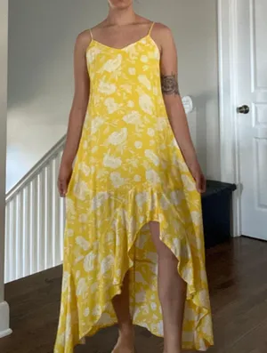 FAVLUX Yellow Floral Dress thumbnail 1