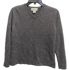 100% Cashmere Croft and Barrow‎ Women's Long Sleeve V-neck Sweater Pullover Gray thumbnail 1