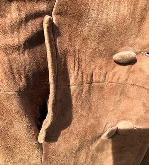 Vintage Suede Double Breasted Coat with Fur Collar M/L thumbnail 11