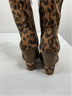 Womans Jessica Simpson Havrie Animal,print Knee High Wedge Boots 8.5m Brown thumbnail 4