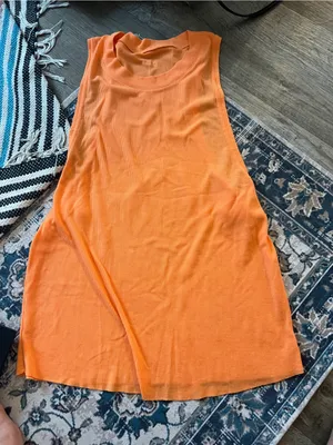 Alo Sleeveless Ribbed Tank Top - Bright Orange thumbnail 1