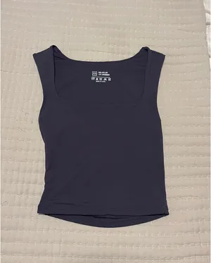 Sleeveless Square Neck Crop Top Seamless Blue Size XS thumbnail 2