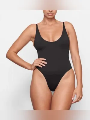 Skims Black Women's One-Piece swim scoop neck thumbnail 7