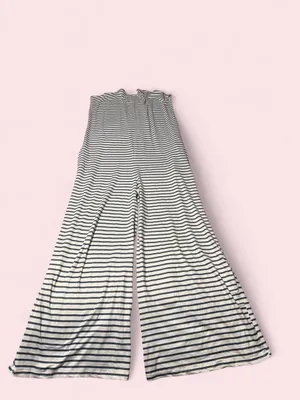 Sleeveless Striped Wide-Leg Jumpsuit - grayish blue & White thumbnail 2