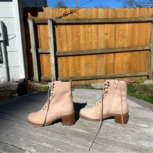 Seychelles Lace‎ Up Irresistible Leather Combat Boot Pink Nubuck 10 thumbnail 2