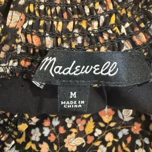 MADEWELL (Re)sourced Georgette Smocked-Neck Midi Dress‎ Folktale Paisley Black M thumbnail 9