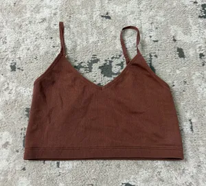 Abercrombie & Fitch Brown Ribbed Crop Tank Size Large thumbnail 1